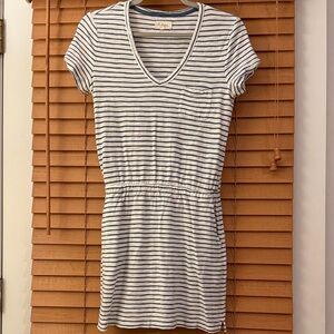 Lou & Grey Blue and White Striped V-Neck dress
